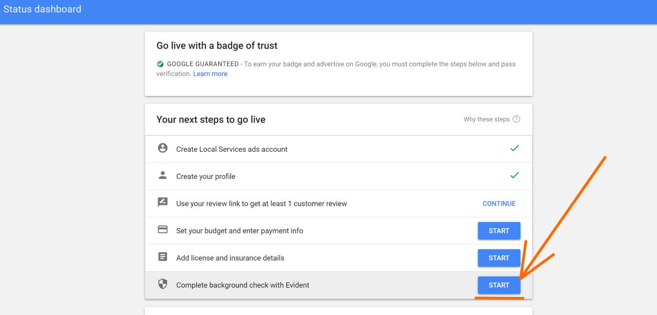 Step 17 - Complete your business background check with Evident