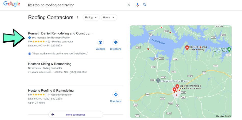 Google Local Map Results For Roofing Companies